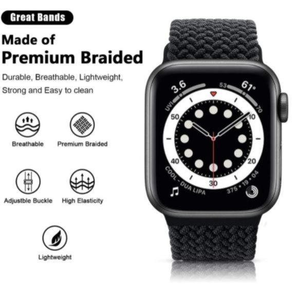 NEW Adjustable Braided Solo Loop For Apple Watch B - Picture 5 of 5